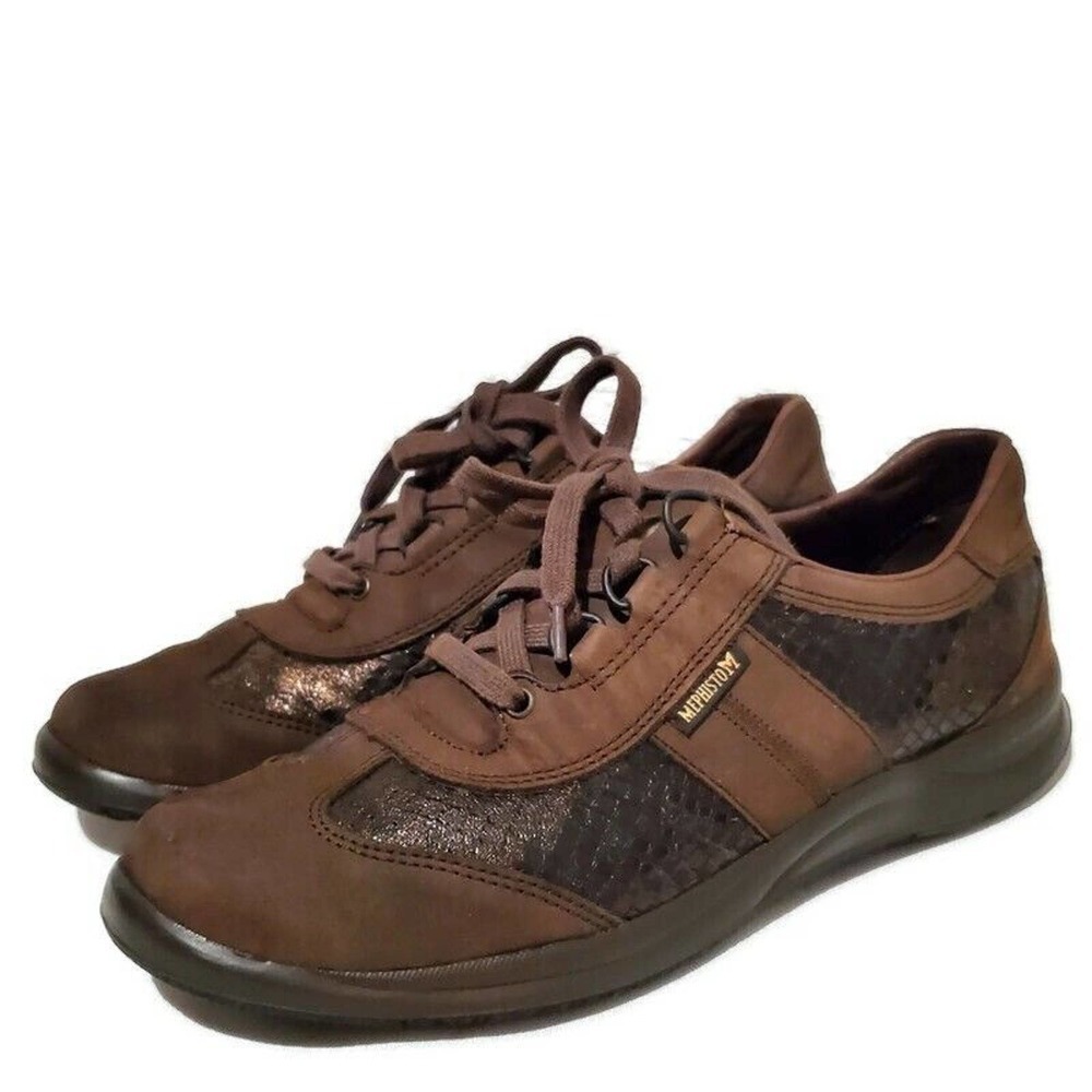 Mephisto Air Jet Runoff Brown Nubuck Lace Up Sneakers Shoes Womens Size 8 US